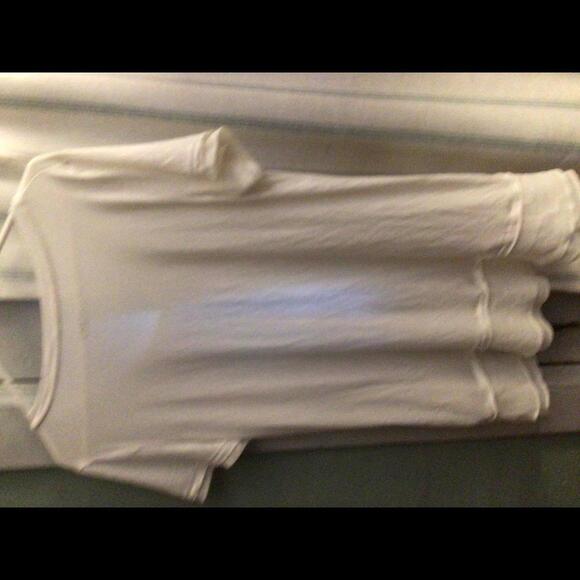 Logo by Lori Goldstein White Short sleeved Tunic with chiffon trim Large Petite - Picture 7 of 7